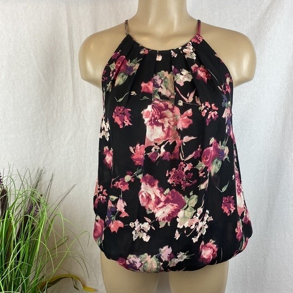 Joie 100% Silk All In Good Time Sleeveless Dark Floral Blouse Top S - Picture 2 of 11